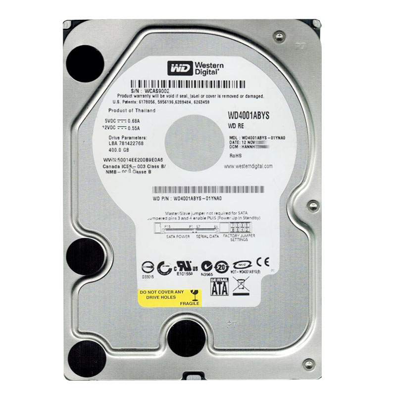 Western Digital - 400GB 7.2K SATA 3.0Gbps 3.5" 16MB Hard Drive - WD4001ABYS-01YNA0