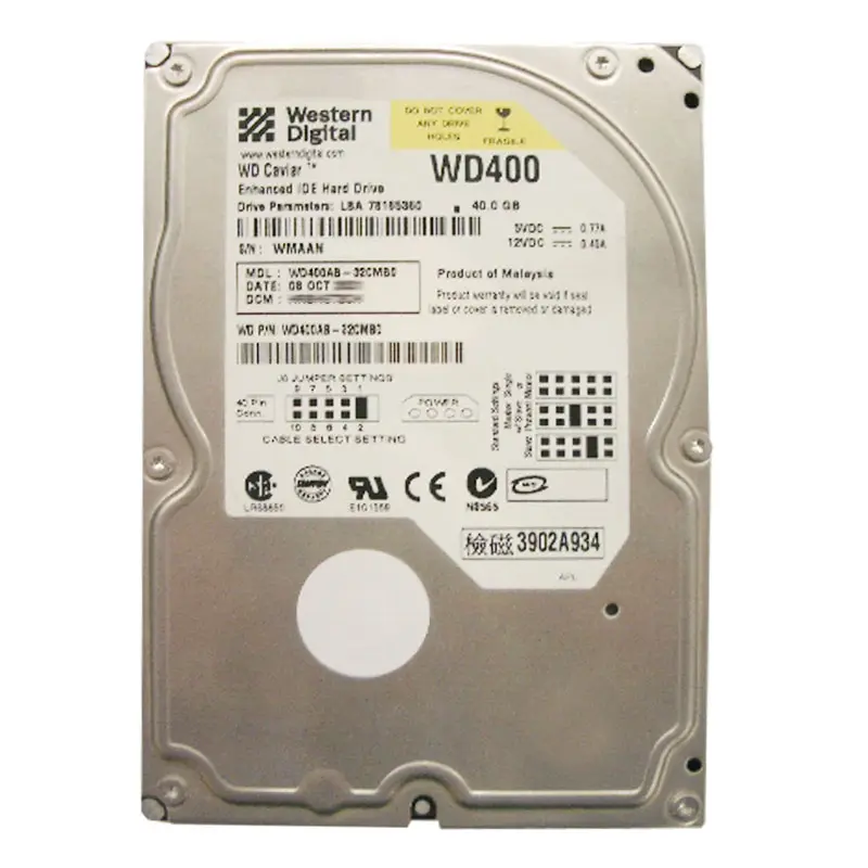 WD400AB-32CMB0.jpg Western Digital - 40GB 5.4K IDE 3.5" 2MB Cache Hard Drive - WD400AB-32CMB0 - Image 1