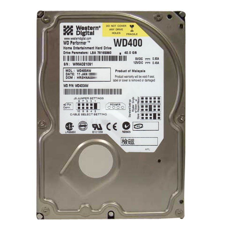 Western Digital - 40GB 5.4K ATA/100 3.5" 2MB Cache Hard Drive - WD400AW