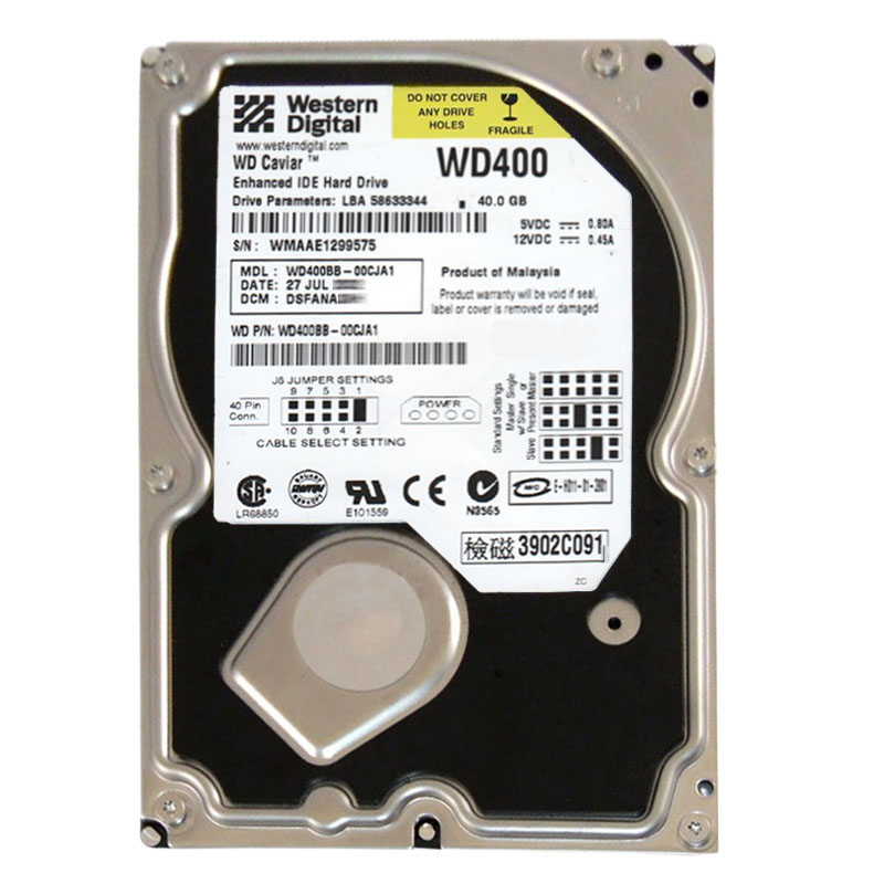 Western Digital - 40GB 7.2K IDE 3.5" 2MB Cache Hard Drive - WD400BB-00CJA1