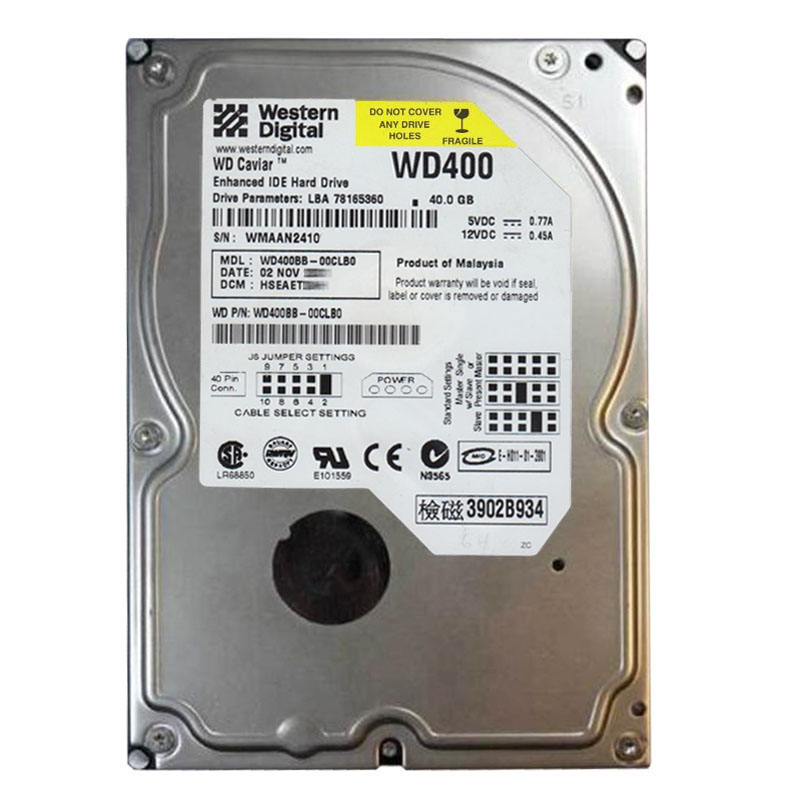 Western Digital - 40GB 7.2K IDE 3.5" 2MB Cache Hard Drive - WD400BB-00CLB0