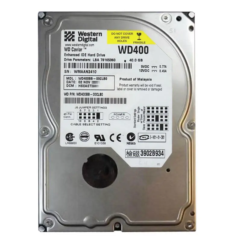 WD400BB-00CLB0.jpg Western Digital - 40GB 7.2K IDE 3.5" 2MB Cache Hard Drive - WD400BB-00CLB0 - Image 1