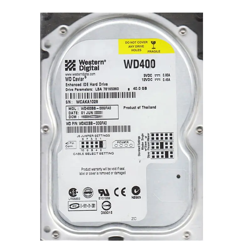 WD400BB-00GFA0.jpg Western Digital - 40GB 7.2K IDE 3.5" 2MB Cache Hard Drive - WD400BB-00GFA0 - Image 1