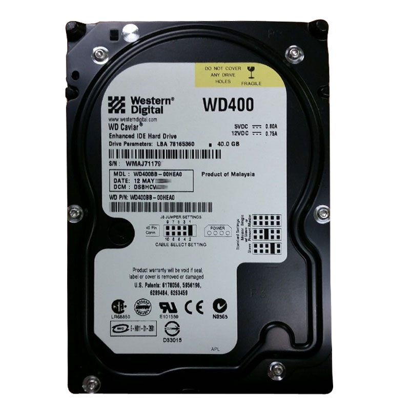 Western Digital - 40GB 7.2K ATA/100 3.5" 2MB Cache Hard Drive - WD400BB-00HEA0