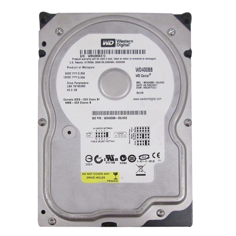 Western Digital - 40GB 7.2K ATA/100 3.5" 2MB Cache Hard Drive - WD400BB-00JHC0