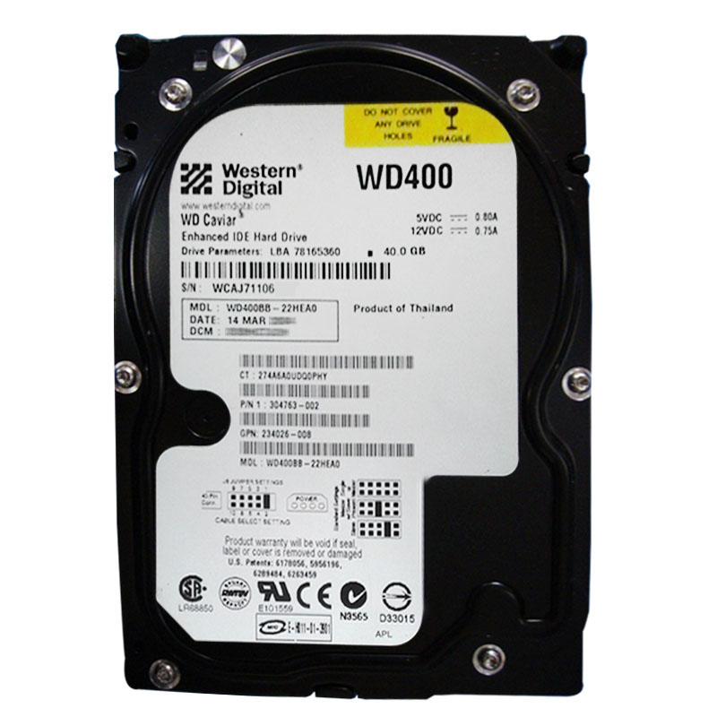 Western Digital - 40GB 7.2K IDE 3.5" 2MB Cache Hard Drive - WD400BB-22HEA0