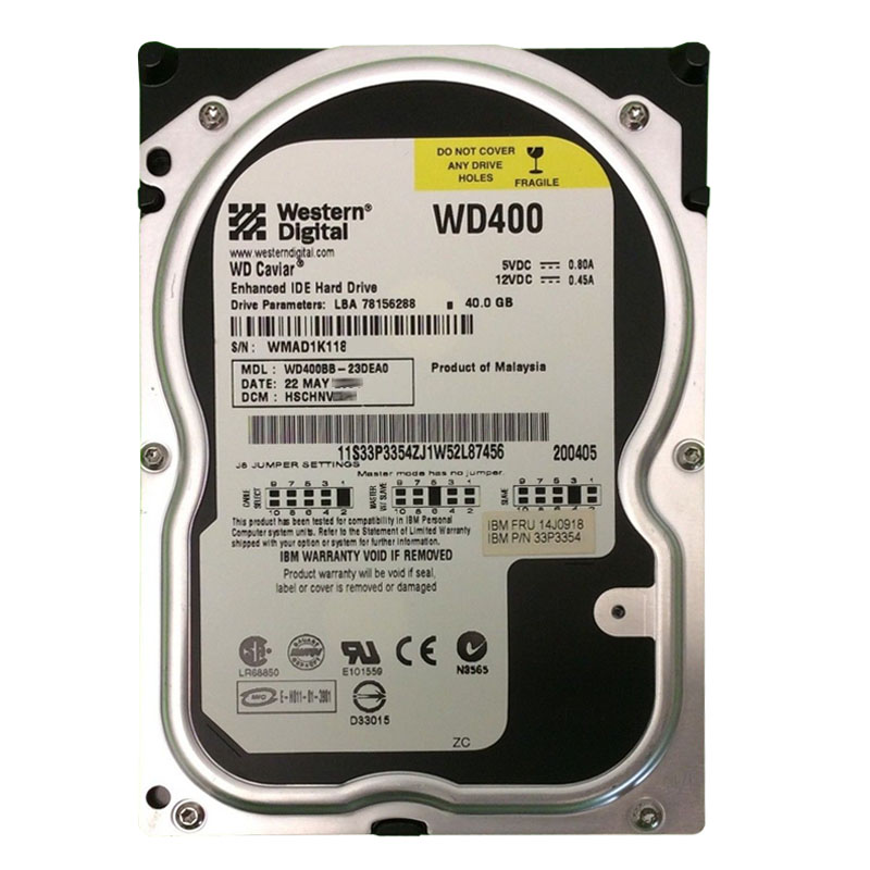 Western Digital - 40GB 7.2K ATA/100 3.5" 2MB Cache Hard Drive - WD400BB-23DEA0