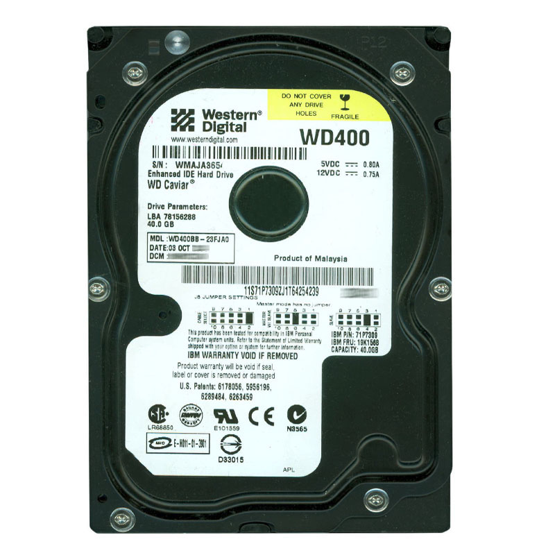 Western Digital - 40GB 7.2K IDE 3.5" 2MB Cache Hard Drive - WD400BB-23FJA0
