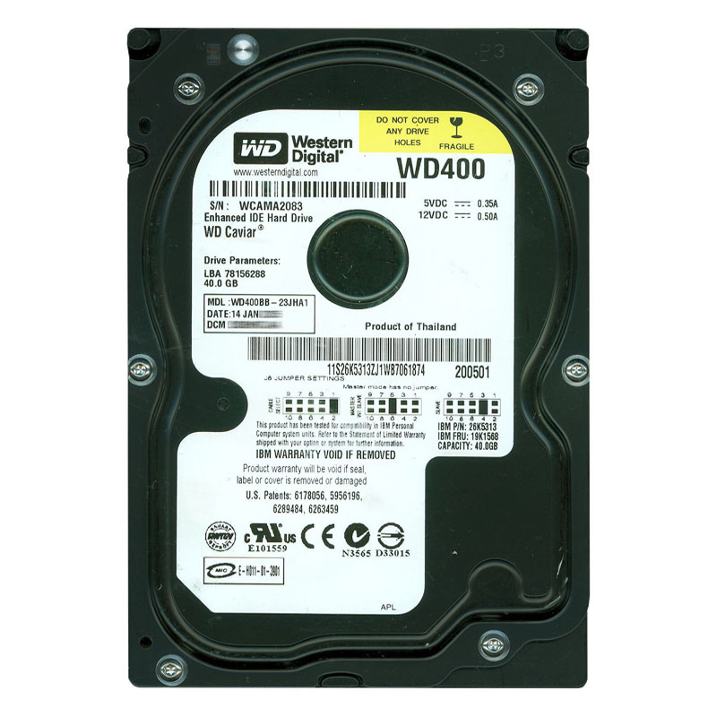 Western Digital - 40GB 7.2K IDE 3.5" 2MB Cache Hard Drive - WD400BB-23JHA1