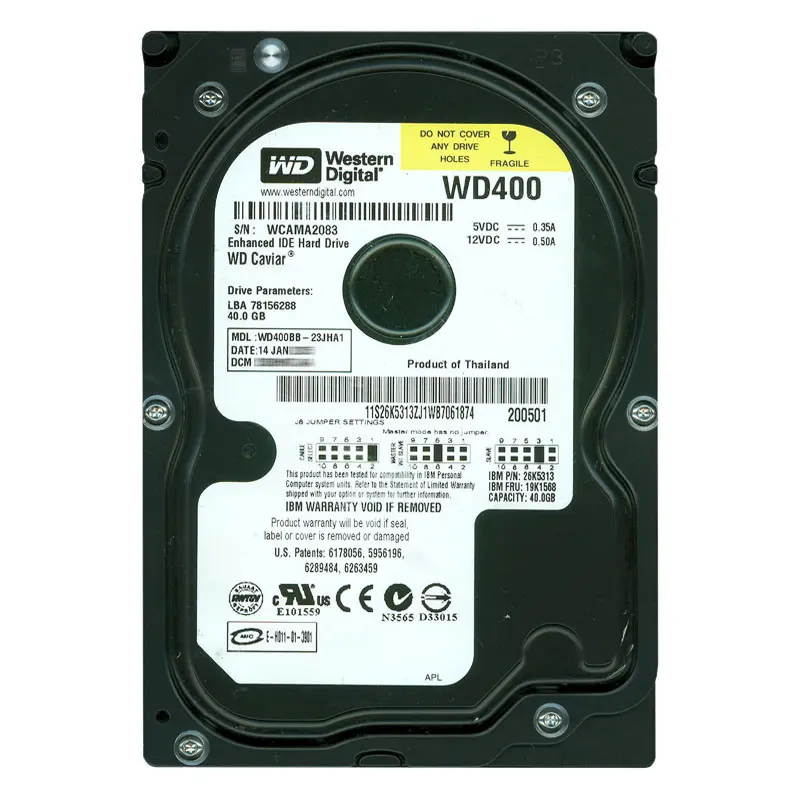 WD400BB-23JHA1.jpg Western Digital - 40GB 7.2K IDE 3.5" 2MB Cache Hard Drive - WD400BB-23JHA1 - Image 1