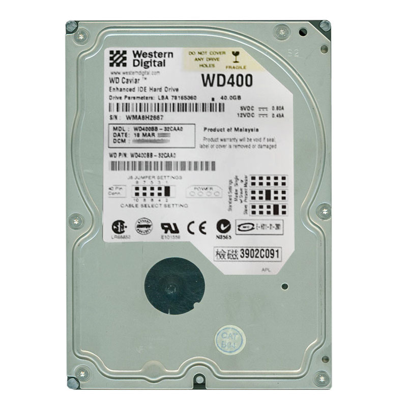 Western Digital - 40GB 7.2K IDE 3.5" 2MB Cache Hard Drive - WD400BB-32CAA0