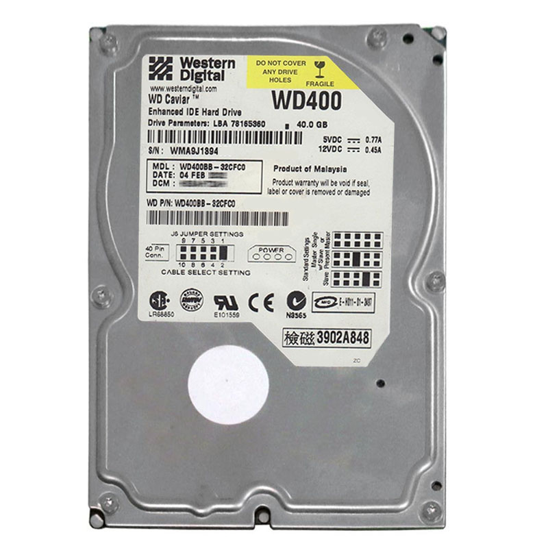 Western Digital - 40GB 7.2K IDE 3.5" 2MB Cache Hard Drive - WD400BB-32CFC0