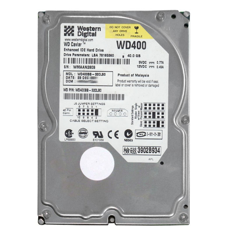 Western Digital - 40GB 7.2K IDE 3.5" 2MB Cache Hard Drive - WD400BB-32CLB0