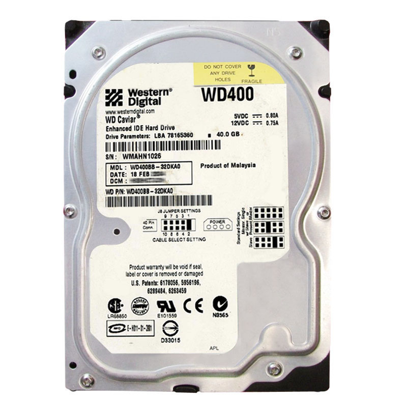 Western Digital - 40GB 7.2K IDE 3.5" 2MB Cache Hard Drive - WD400BB-32DKA0
