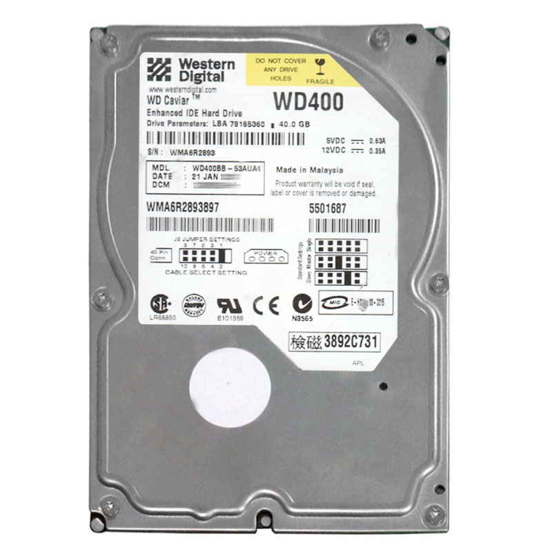 Western Digital - 40GB 7.2K IDE 3.5" 2MB Cache Hard Drive - WD400BB-53AUA1