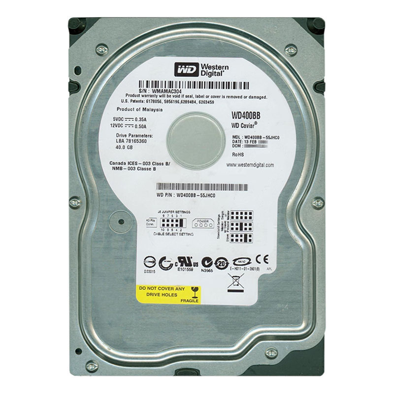 Western Digital - 40GB 7.2K IDE 3.5" 2MB Cache Hard Drive - WD400BB-55JHC0