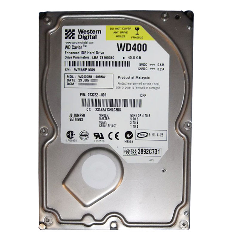 Western Digital - 40GB 7.2K IDE 3.5" 2MB Cache Hard Drive - WD400BB-60BNA1