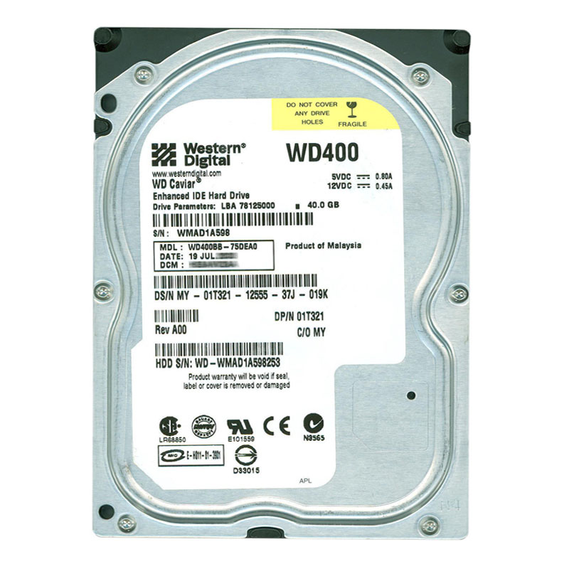 Western Digital - 40GB 7.2K IDE 3.5" 2MB Cache Hard Drive - WD400BB-75DEA0