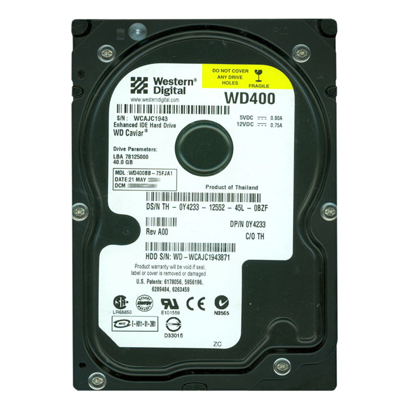 Western Digital - 40GB 7.2K IDE 3.5" 2MB Cache Hard Drive - WD400BB-75FJA1