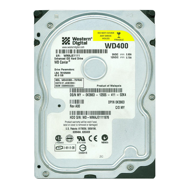 Western Digital - 40GB 7.2K IDE 3.5" 2MB Cache Hard Drive - WD400BB-75FRA0