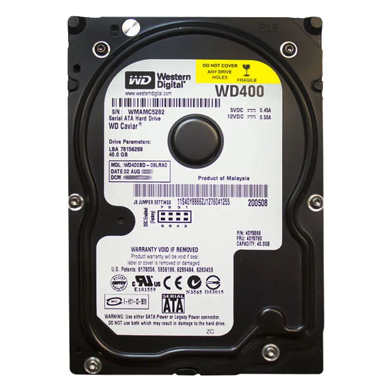 WD400BD-08LRA0.jpg Western Digital - 40GB 7.2K SATA 1.5Gbps 3.5" 2MB Cache Hard Drive - WD400BD-08LRA0 - Image 1