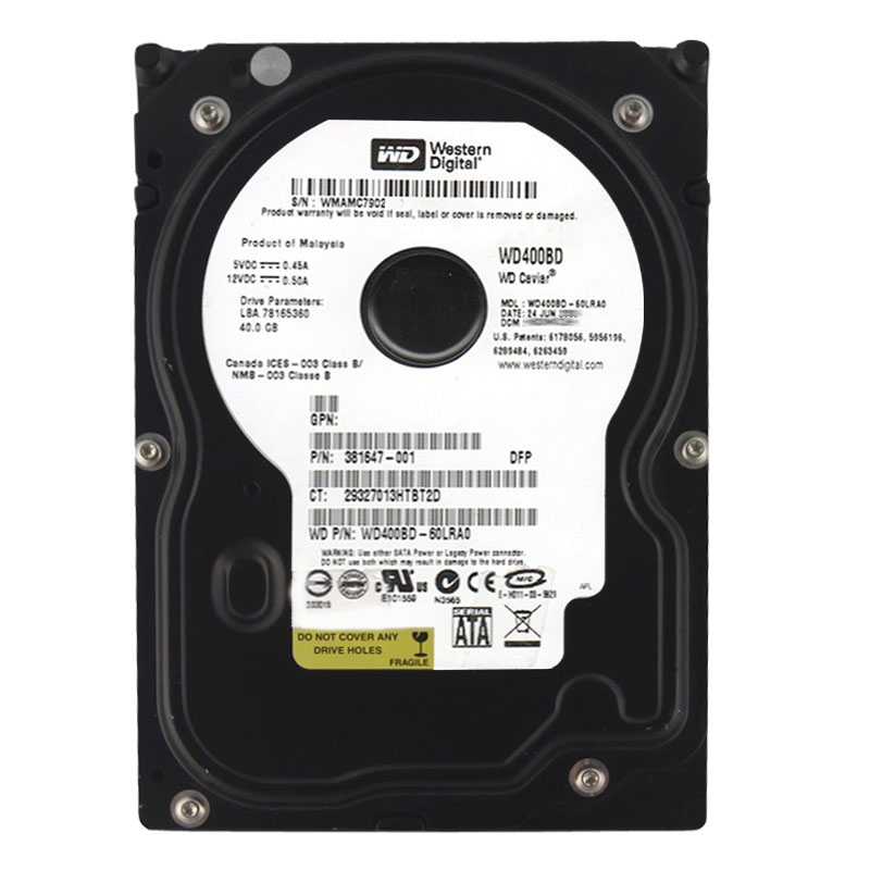 WD400BD-60LRA0.jpg Western Digital - 40GB 7.2K SATA 3.5" 2MB Cache Hard Drive - WD400BD-60LRA0 - Image 1
