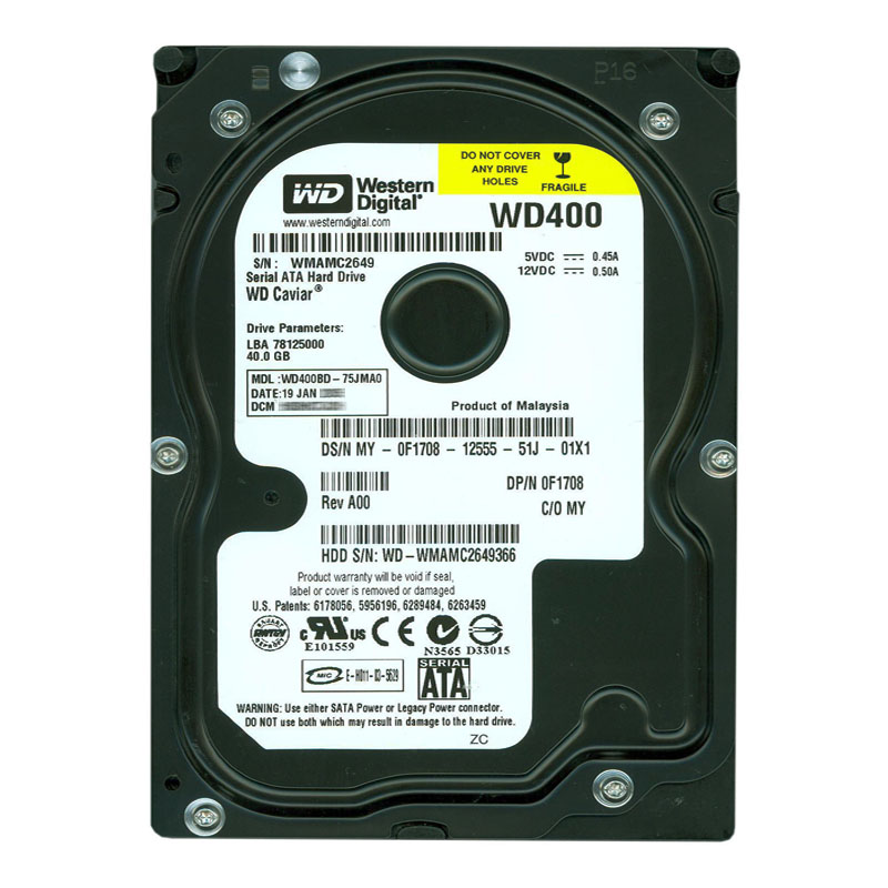 Western Digital - 40GB 7.2K SATA 3.5" 2MB Cache Hard Drive - WD400BD-75JMA0