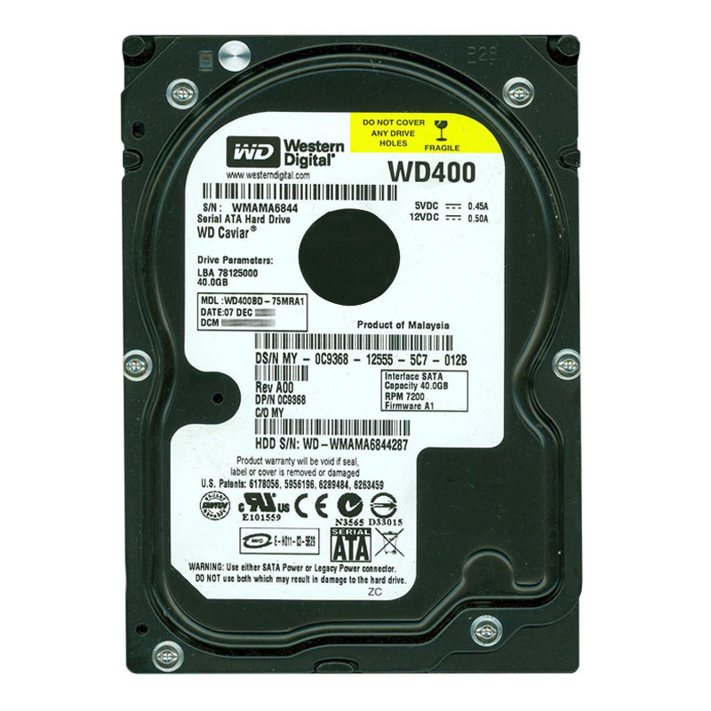 Western Digital - 40GB 7.2K SATA 3.5" 2MB Cache Hard Drive - WD400BD-75MRA1