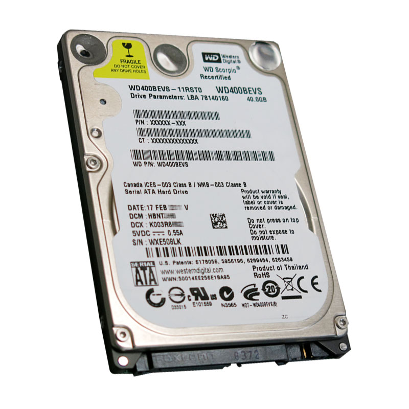 Western Digital - 40GB 5.4K SATA 1.5Gbps 2.5" 8MB Hard Drive - WD400BEVS