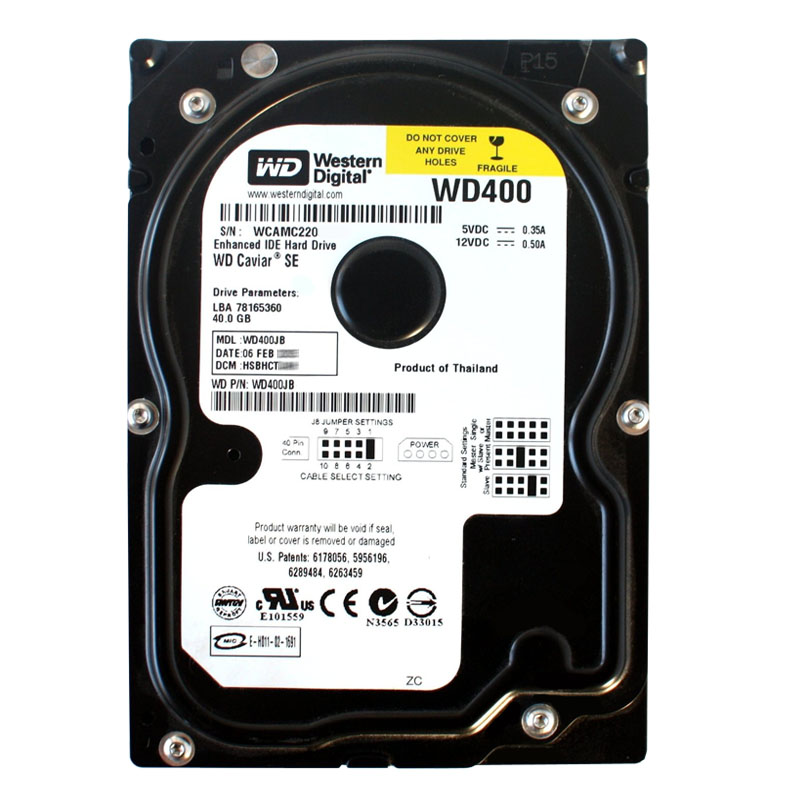 Western Digital - 40GB 7.2K ATA/100 3.5" 8MB Cache Hard Drive - WD400JB