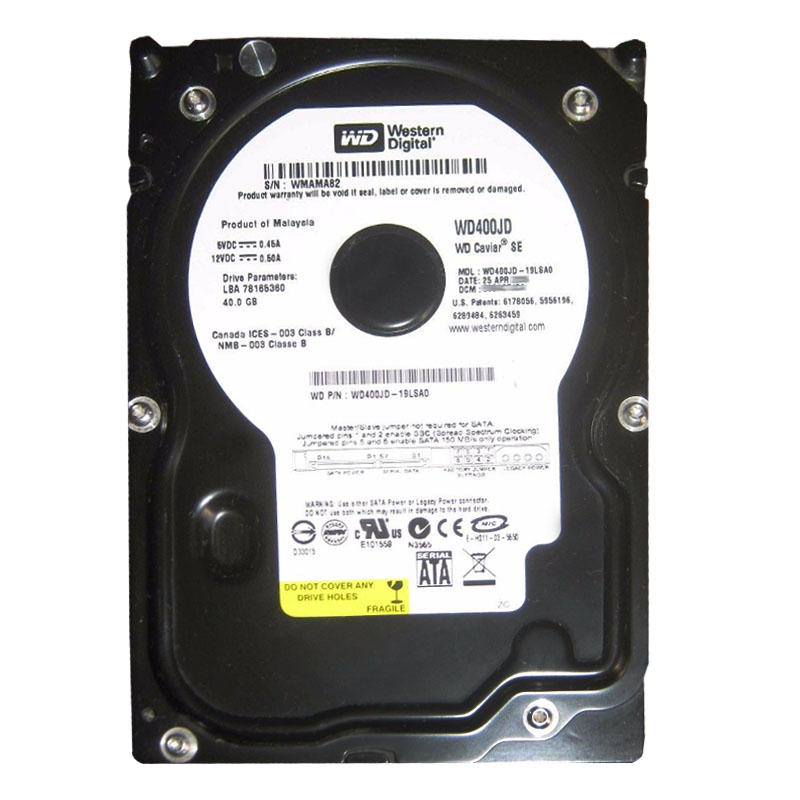 Western Digital - 40GB 7.2K SATA 3.0Gbps 3.5" 8MB Cache Hard Drive - WD400JD-19LSA0