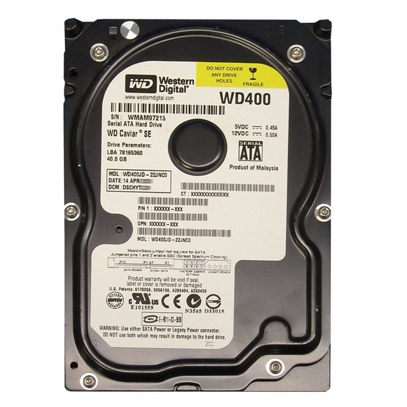 Western Digital - 40GB 7.2K SATA 3.0Gbps 3.5" 8MB Hard Drive - WD400JD-22JNC0