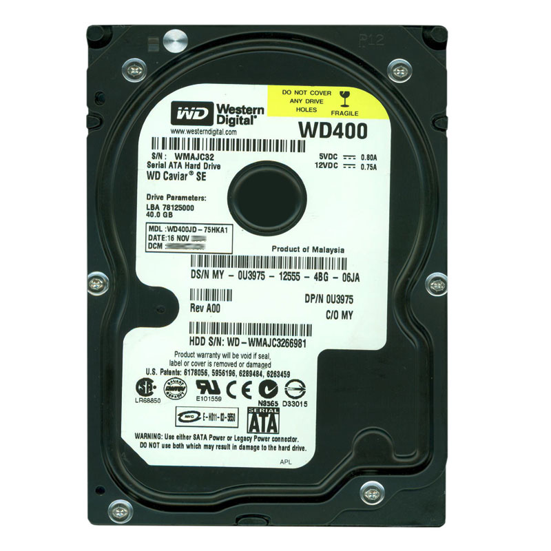 Western Digital - 40GB 7.2K SATA 3.5" 8MB Cache Hard Drive - WD400JD-75HKA1
