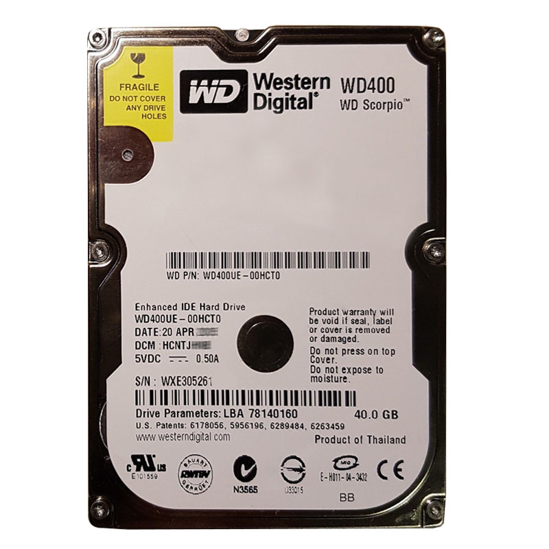 Western Digital - 40GB 5.4K IDE 2.5" 2MB Cache Hard Drive - WD400UE-00HCT0
