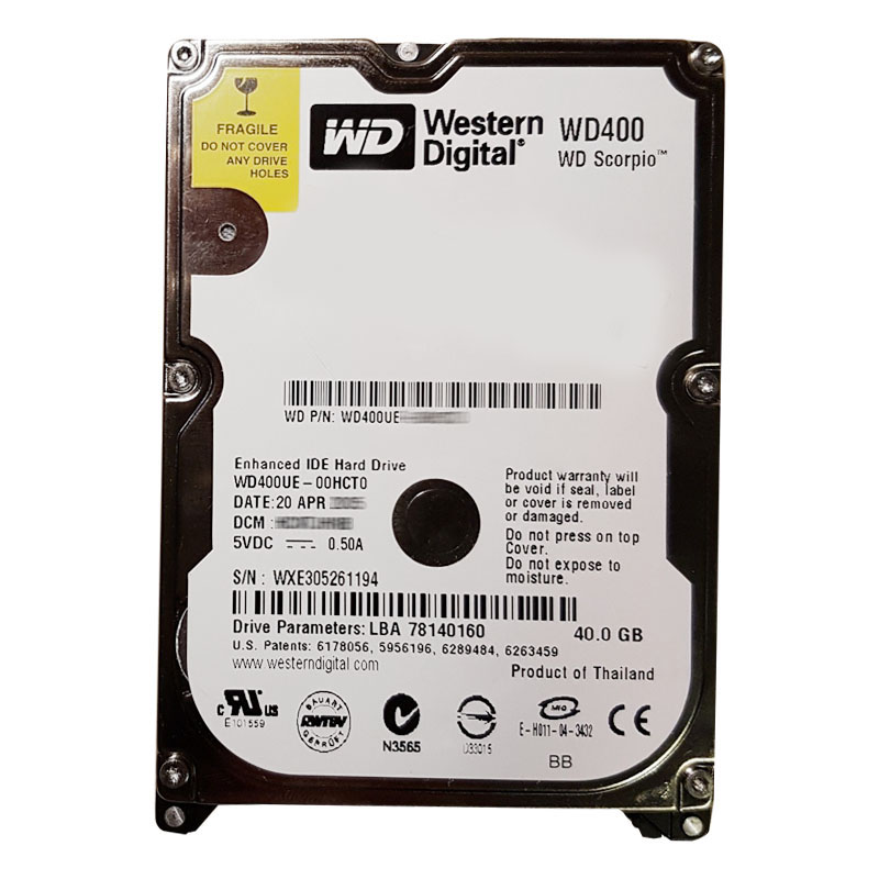 Western Digital - 40GB 5.4K IDE 2.5" 2MB Cache Hard Drive - WD400UE-07HCT0