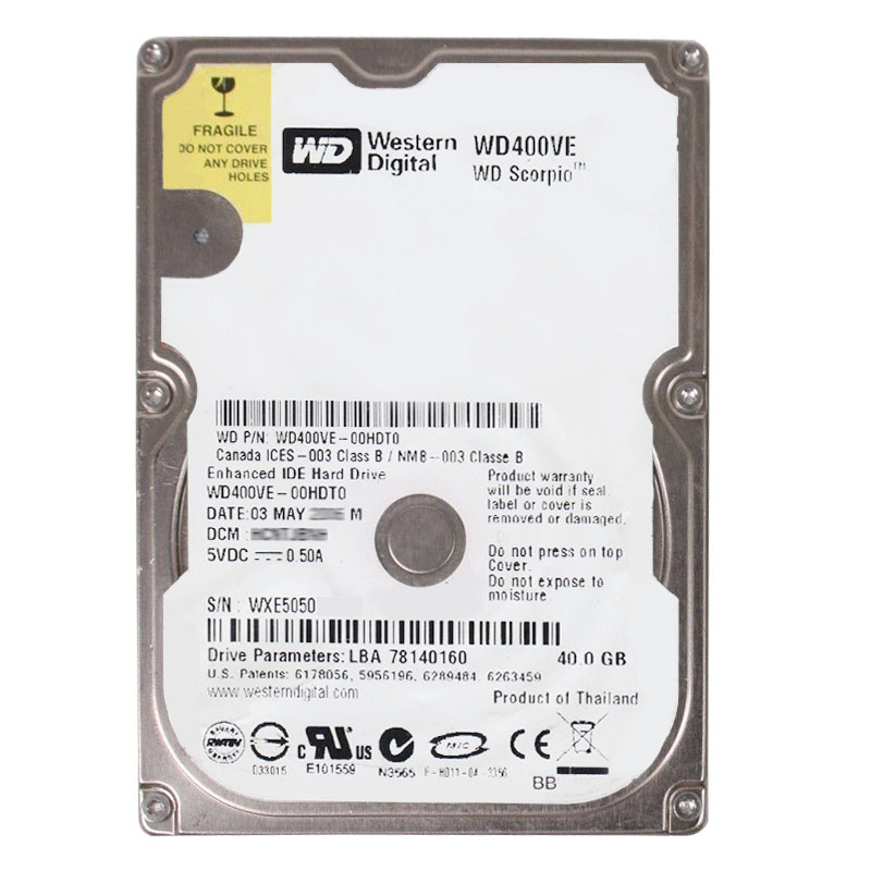 Western Digital - 40GB 5.4K IDE 2.5" 8MB Cache Hard Drive - WD400VE-00HDT0