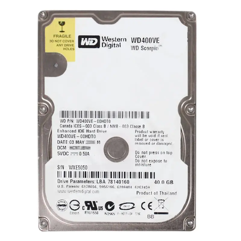 WD400VE-00HDT0.jpg Western Digital - 40GB 5.4K IDE 2.5" 8MB Cache Hard Drive - WD400VE-00HDT0 - Image 1