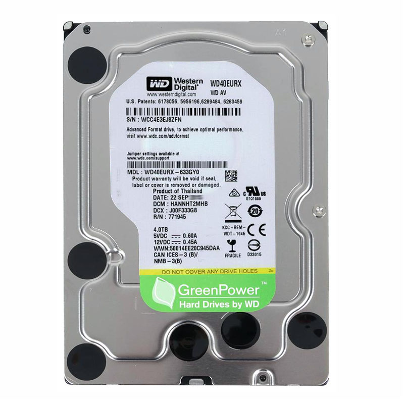 Western Digital - 4TB IntelliPower SATA 6.0Gbps 3.5" 64MB Cache Hard Drive - WD40EURX-633GY0