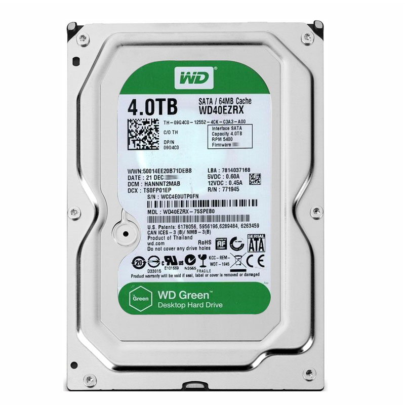 Western Digital - 4TB 5.4K SATA 6.0Gbps 3.5" 64MB Cache Hard Drive - WD40EZRX-75SPEB0