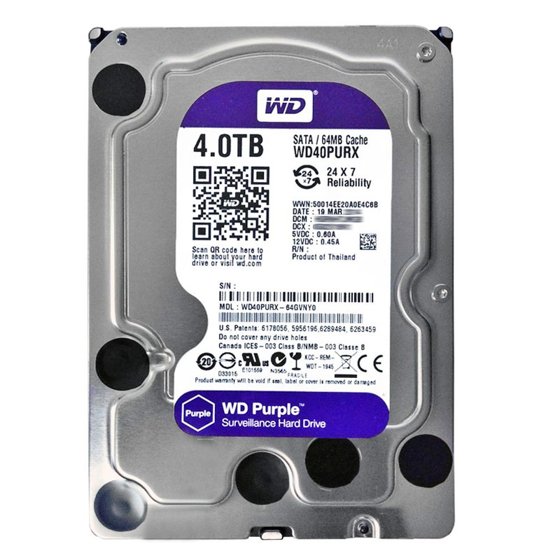 Western Digital - 4TB 5.4K SATA 6.0Gbps 3.5" 64MB Cache Hard Drive - WD40PURX-64GVNY0