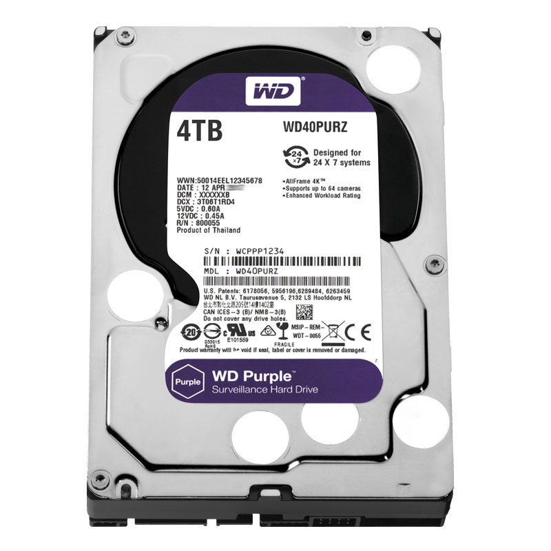 Western Digital - 4TB 5.4K SATA 6.0Gbps 3.5" 64MB Cache Hard Drive - WD40PURZ