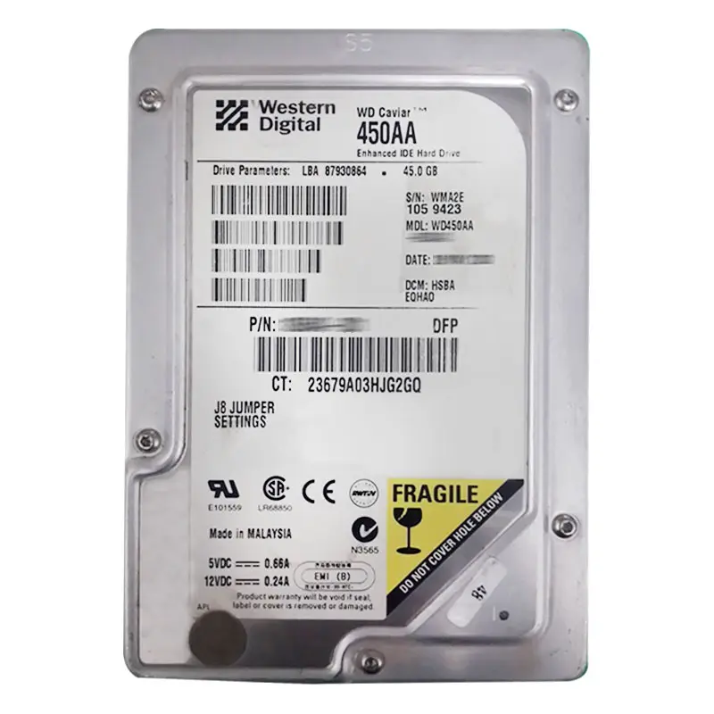 WD450AA-00BAA0.jpg Western Digital - 45GB 5.4K IDE 3.5" 2MB Cache Hard Drive - WD450AA-00BAA0 - Image 1