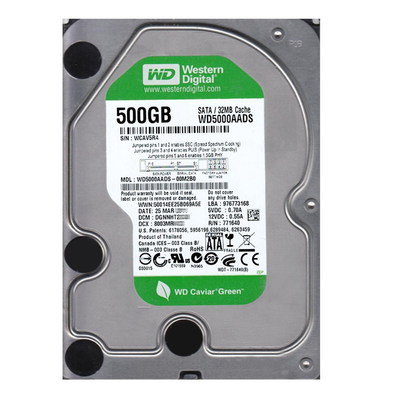 Western Digital - 500GB IntelliPower SATA 3.0Gbps 3.5" 32MB Hard Drive - WD5000AADS-00M2B0