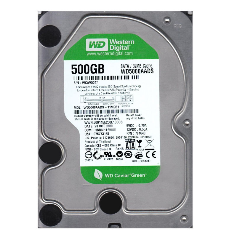 Western Digital - 500GB IntelliPower SATA 3.0Gbps 3.5" 32MB Hard Drive - WD5000AADS-11M2B1
