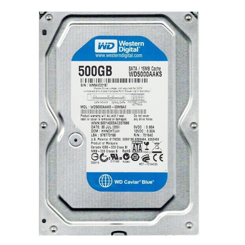 Western Digital - 500GB 7.2K SATA 3.0Gbps 3.5" 16MB Hard Drive - WD5000AAKS-00M9A0