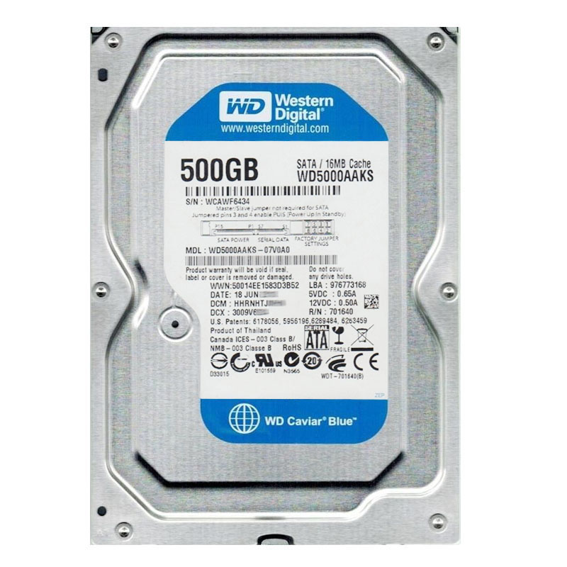 Western Digital - 500GB 7.2K SATA 3.0Gbps 3.5" 16MB Hard Drive - WD5000AAKS-07V0A0