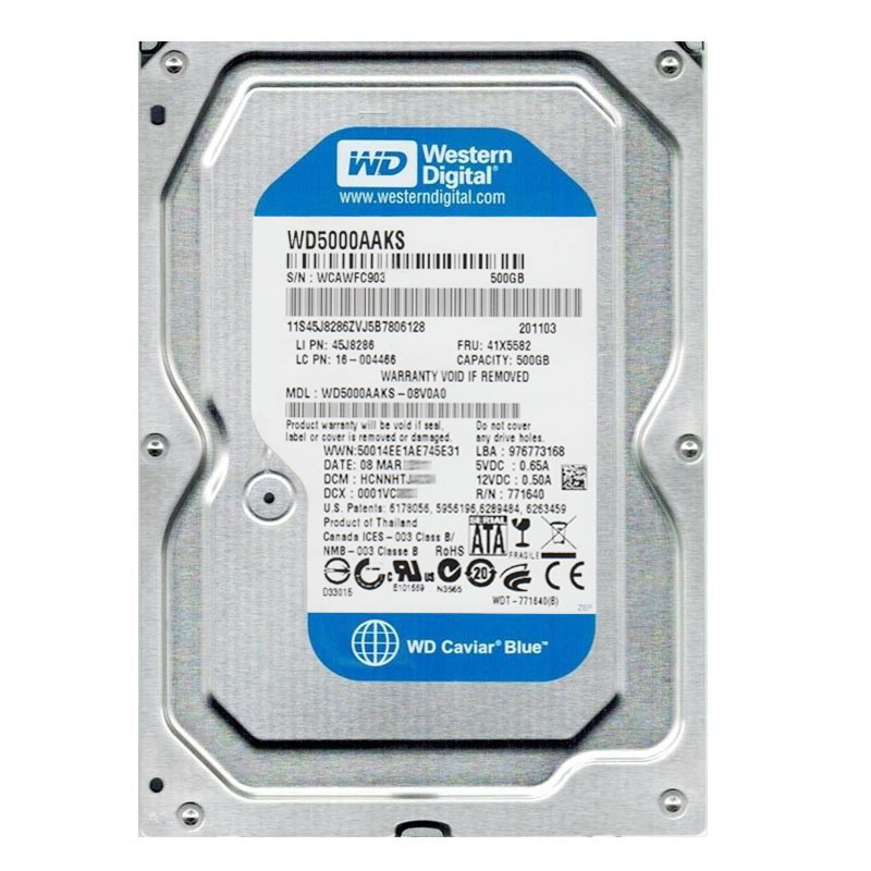 Western Digital - 500GB 7.2K SATA 3.0Gbps 3.5" 16MB Hard Drive - WD5000AAKS-08V0A0