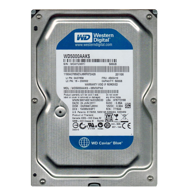 Western Digital - 500GB 7.2K SATA 3.0Gbps 3.5" 16MB Hard Drive - WD5000AAKS-08WWPA0