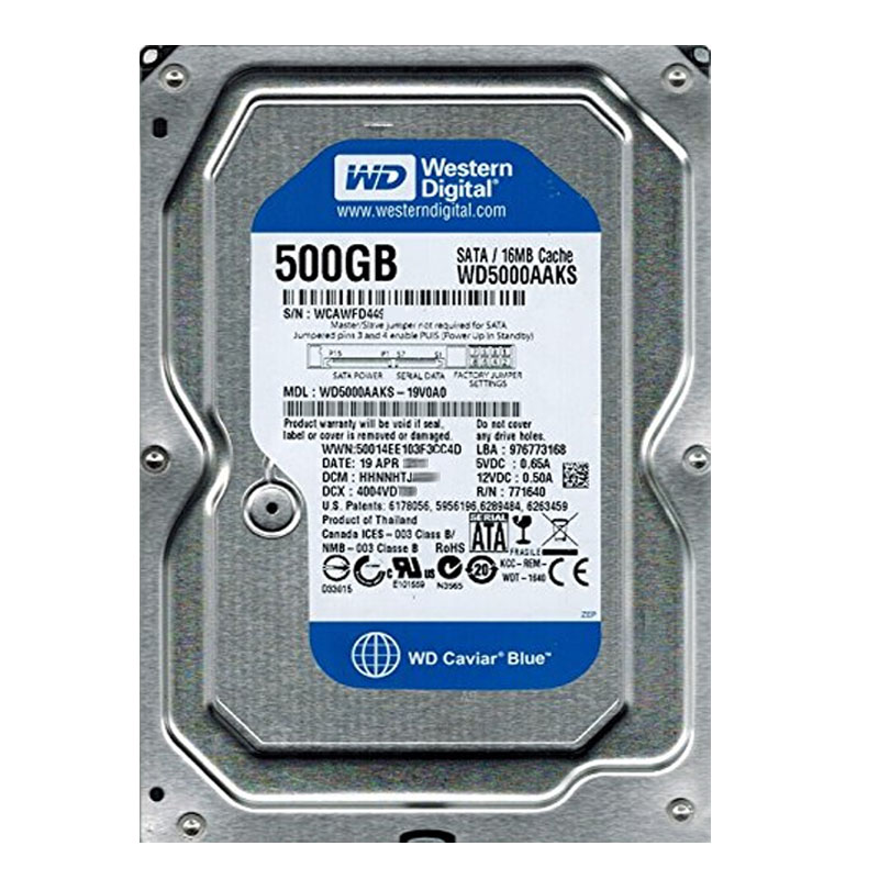 Western Digital - 500GB 7.2K SATA 3.0Gbps 3.5" 16MB Hard Drive - WD5000AAKS-19V0A0
