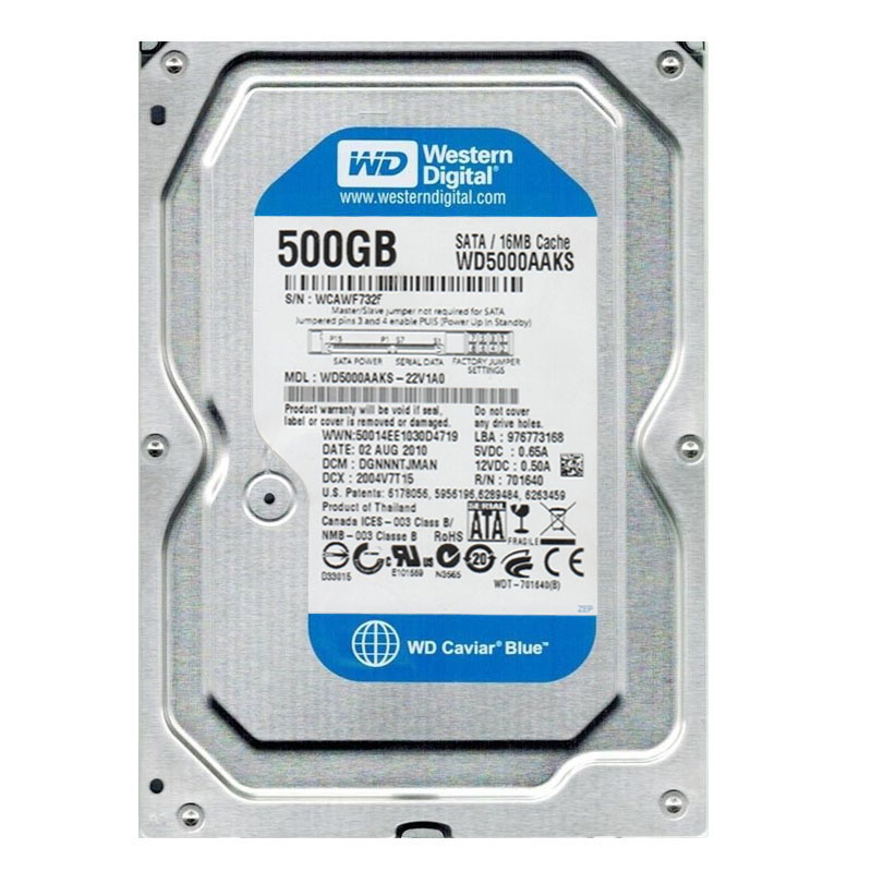 Western Digital - 500GB 7.2K SATA 3.0Gbps 3.5" 16MB Hard Drive - WD5000AAKS-22V1A0